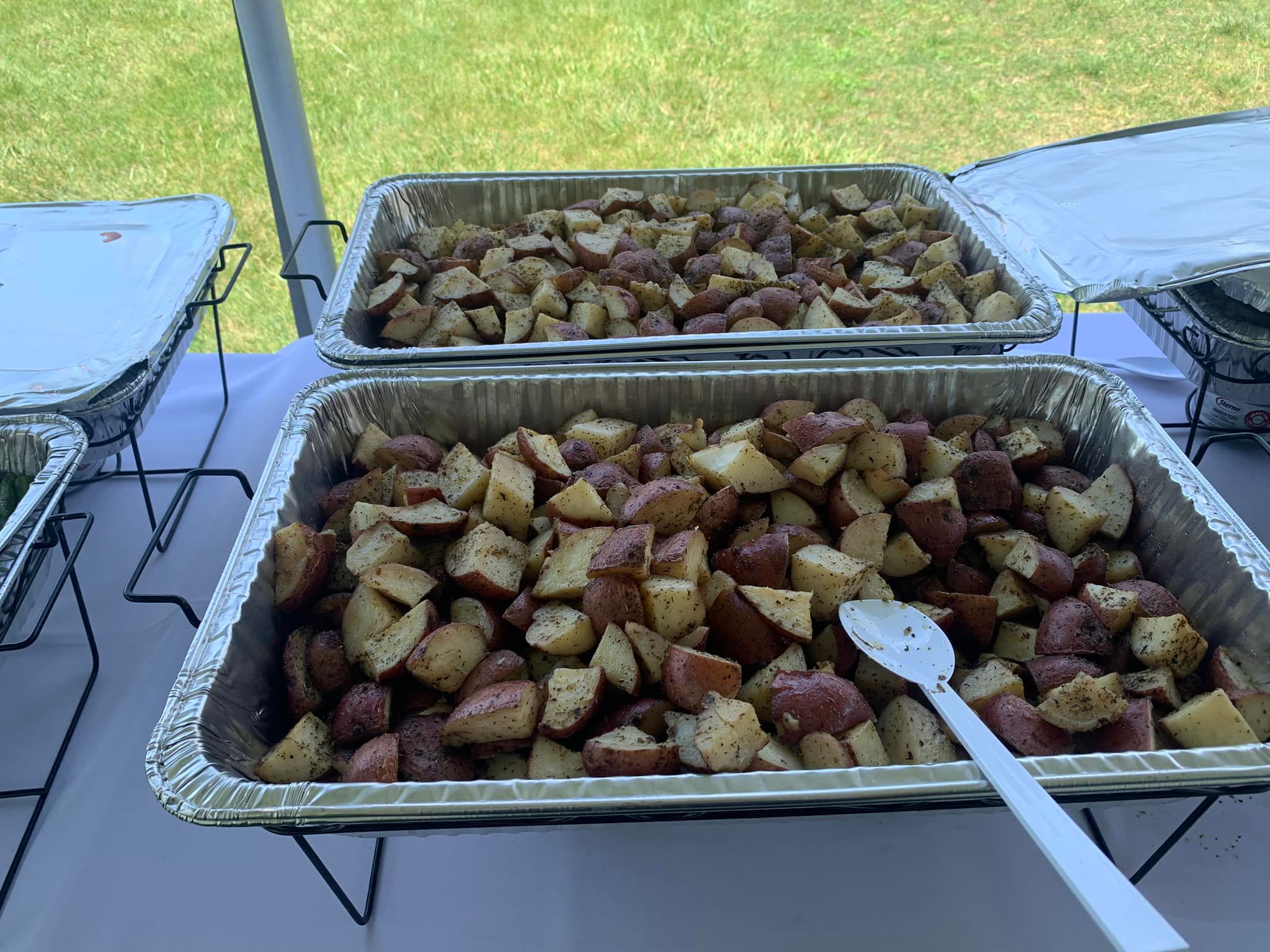Serving tray full of Herb Roasted potatoes