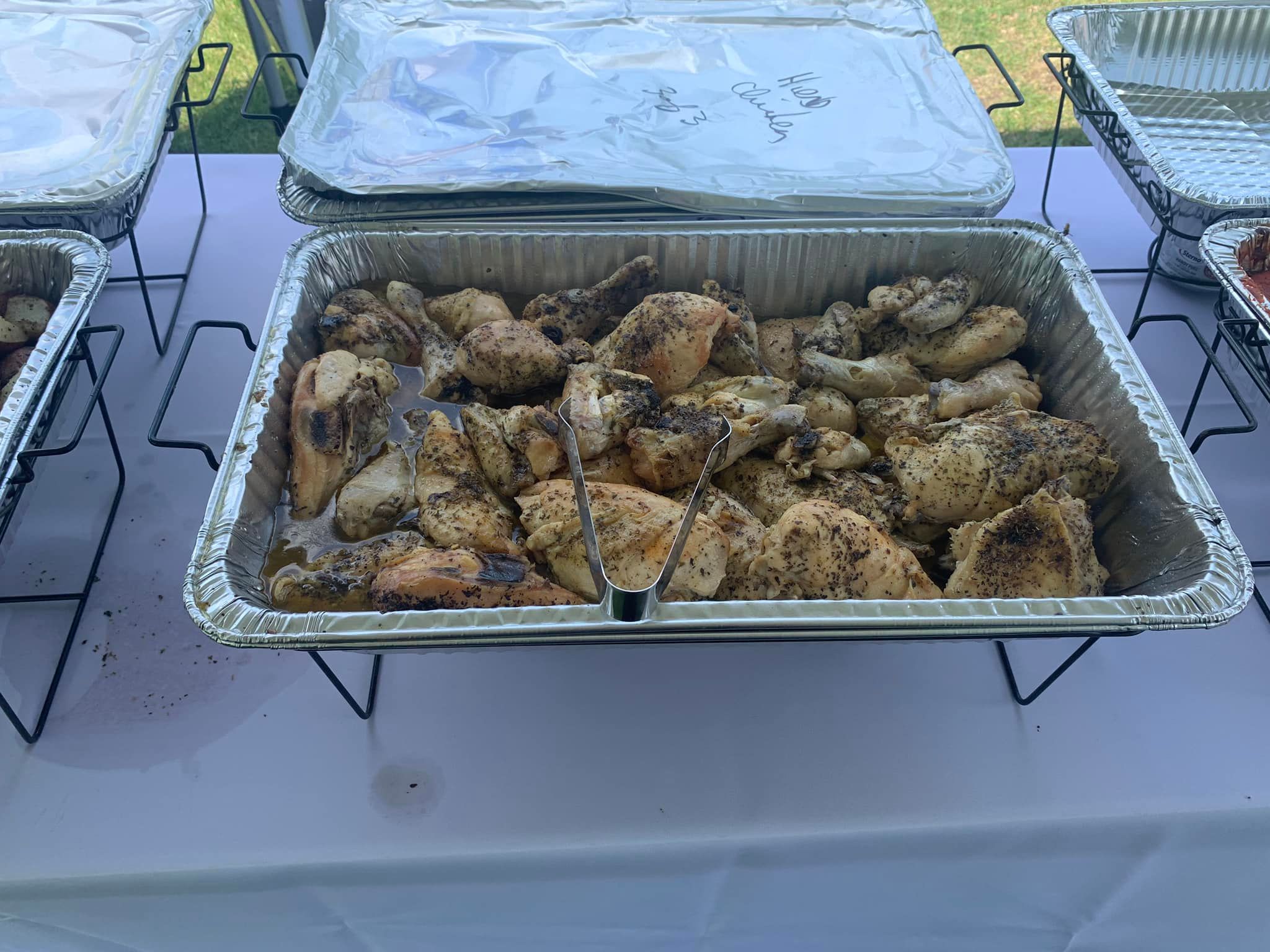 serving tray full of herb-roasted chicken